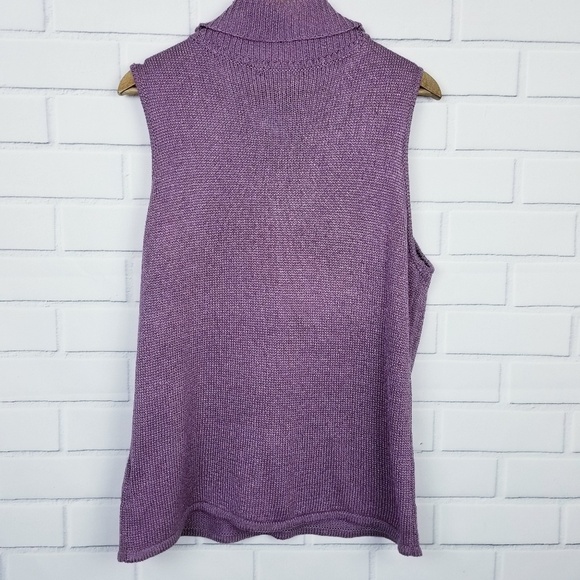 Chadwicks Mock Neck Knit Purple Tank Top PXL - Picture 2 of 6